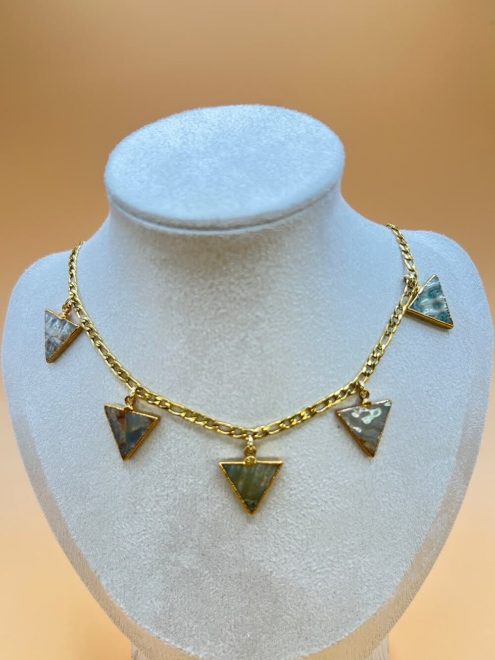 Handmade Reversible Abalone Shell Triangle Charm Necklace - Picture 4 of 5